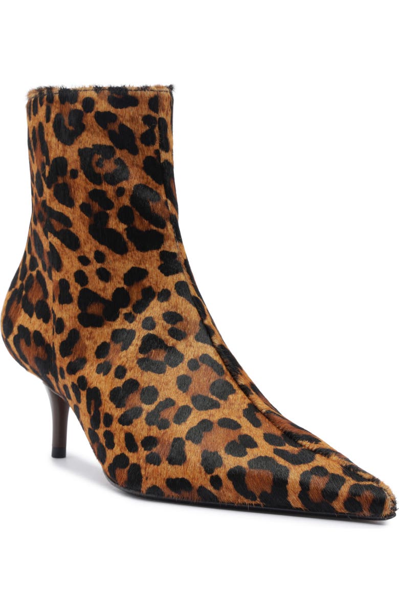 Schutz Mikki Pointed Toe Low Heel Bootie, Main, color, Leopard