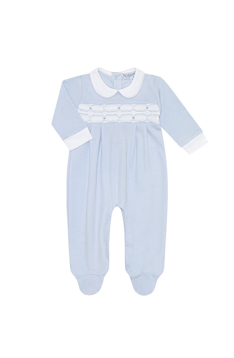 Nellapima Signature Smocked Boys Footie - Baby, Main, color, Blue, White