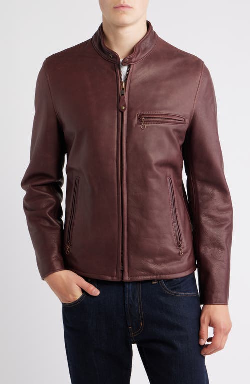 Schott Nyc Café Racer Oil Tanned Leather Moto Jacket In Burgundy