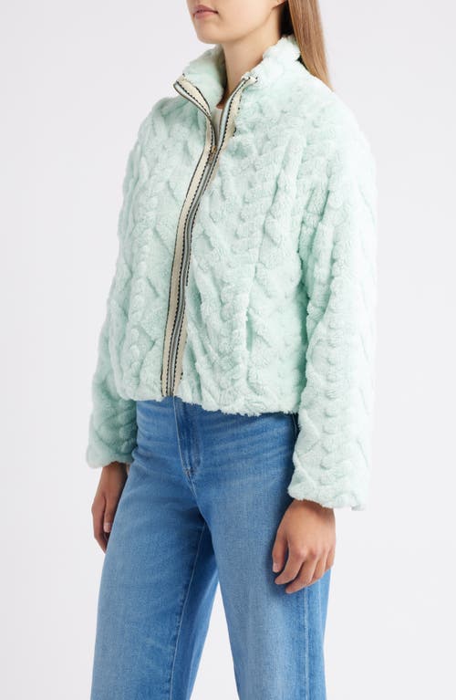 City Blues Textured Faux Fur Jacket In Blue