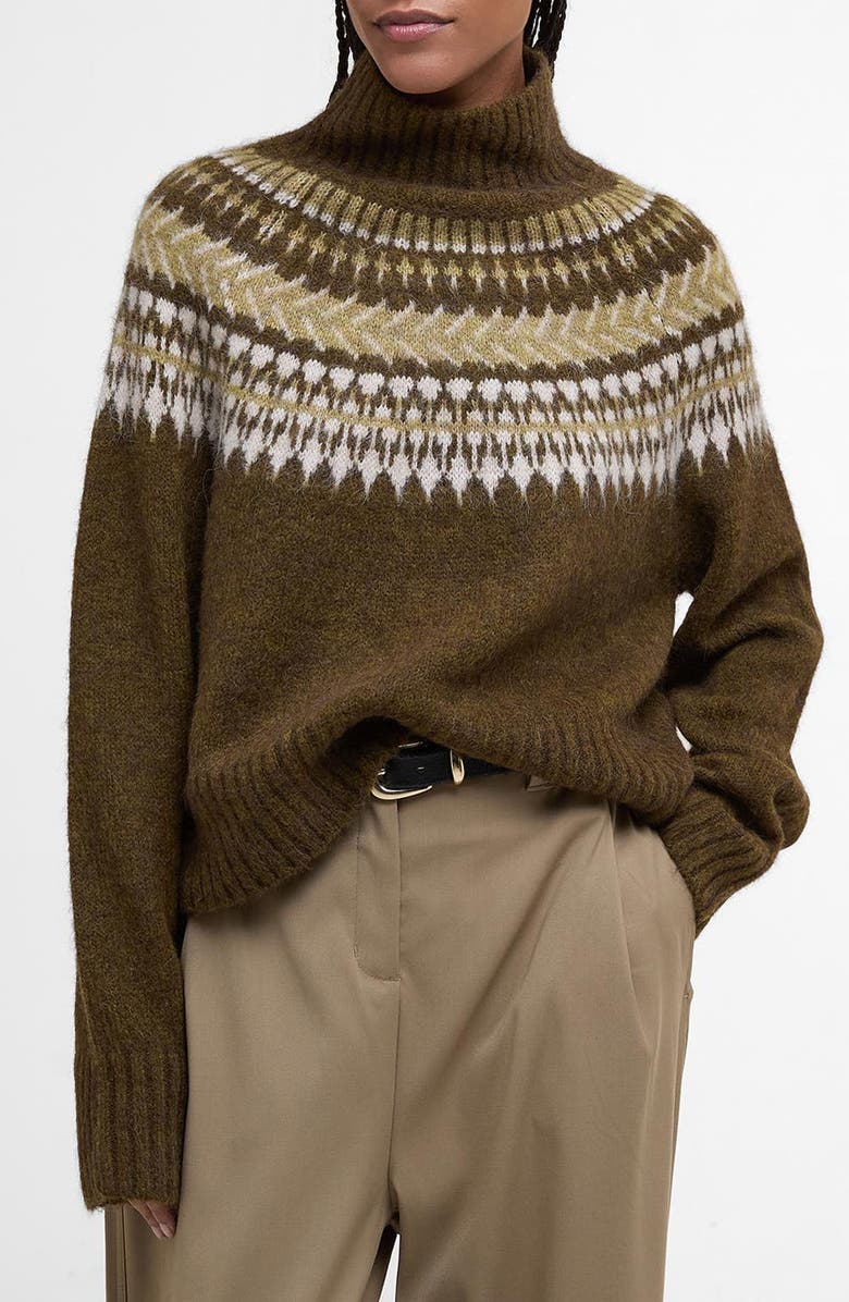 Barbour Lorrie Fair Isle Wool & Alpaca Blend Sweater, Main, color, Brown Multi