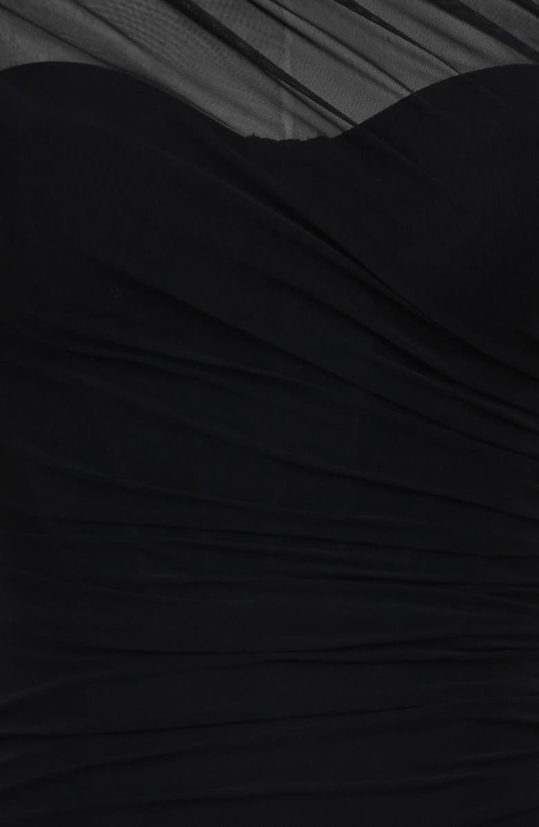 HOUSE OF CB Orelia Draped Mesh Gown, Alternate, color, Black