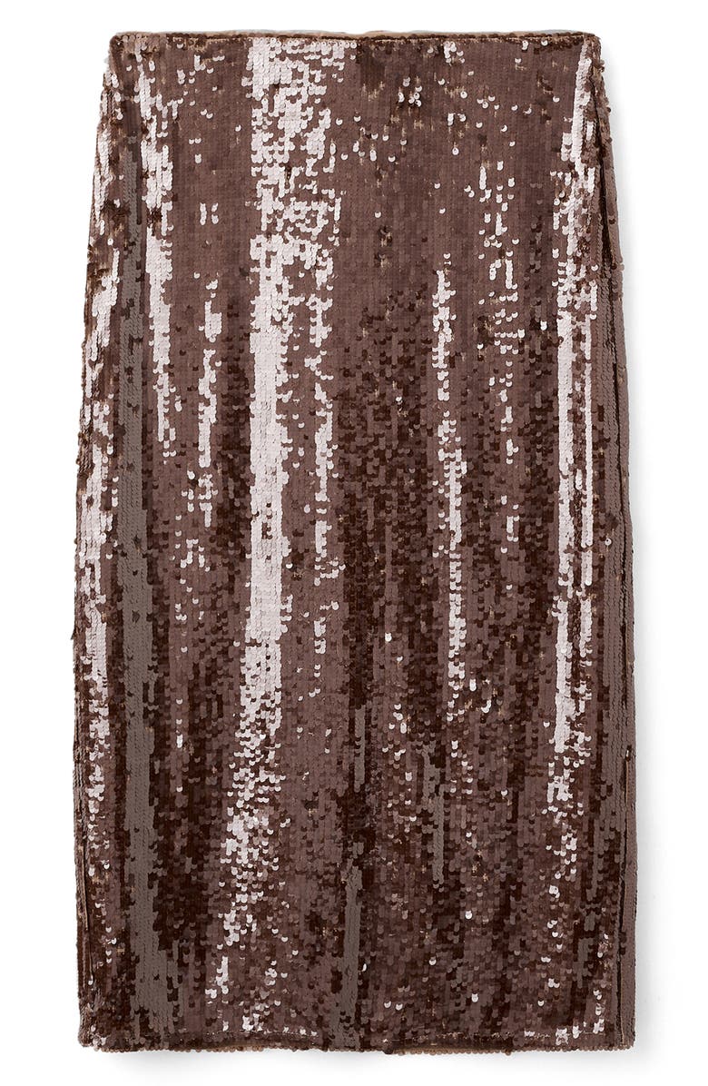 MANGO Sequin Midi Skirt, Alternate, color, Brown