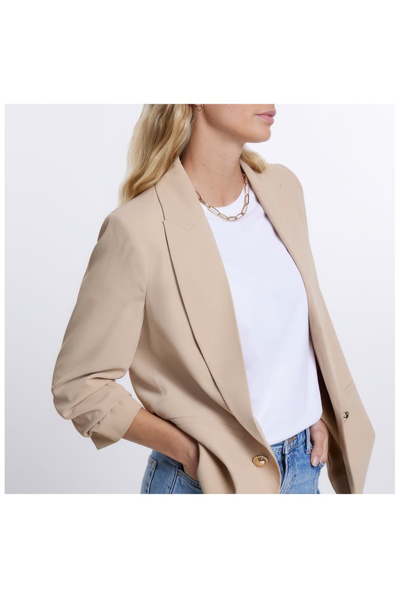 Pleat Sleeve Blazer, Alternate, color, BEIGE