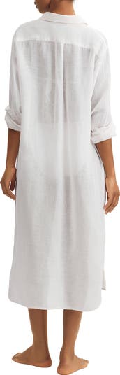 Margot Long Sleeve Cotton Cover-Up Shirtdress