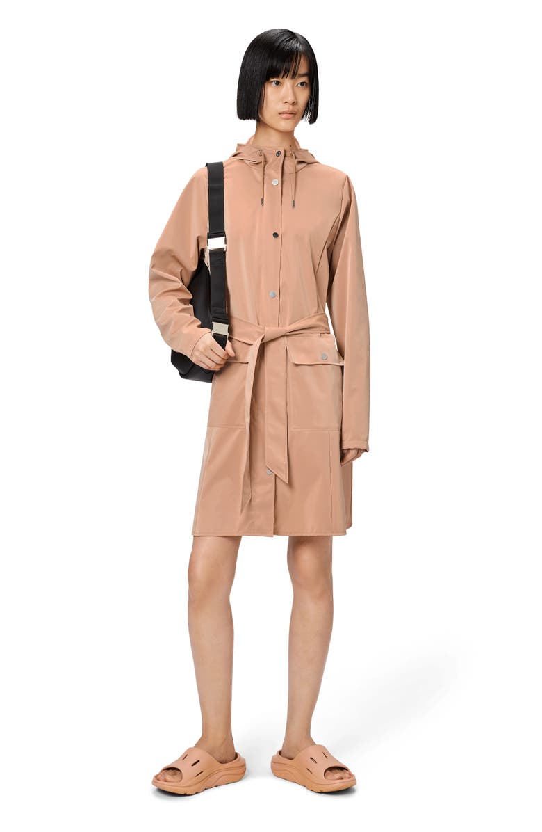 Rains Curve Waterproof Belted Jacket, Alternate, color, Coy