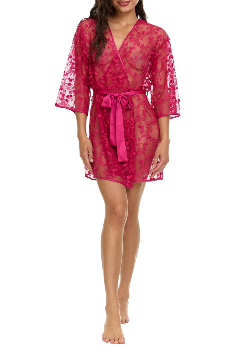 Meg Floral Embroidered Tulle Wrap, Main, color, MAGENTA