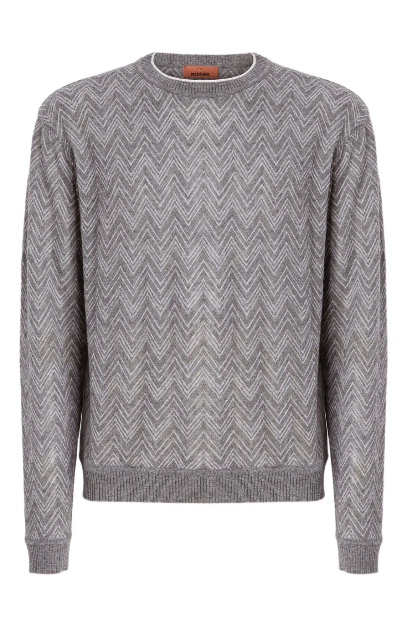 Crew-neck Cashmere Pullover With Zigzag Pattern - image 2