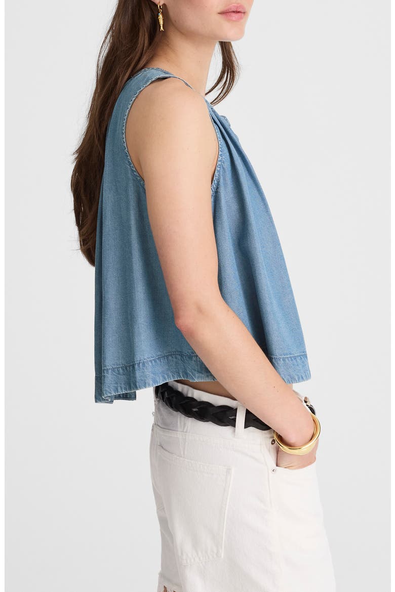 Denim Button-Up Tank Top, Alternate, color, ASHBURY WASH