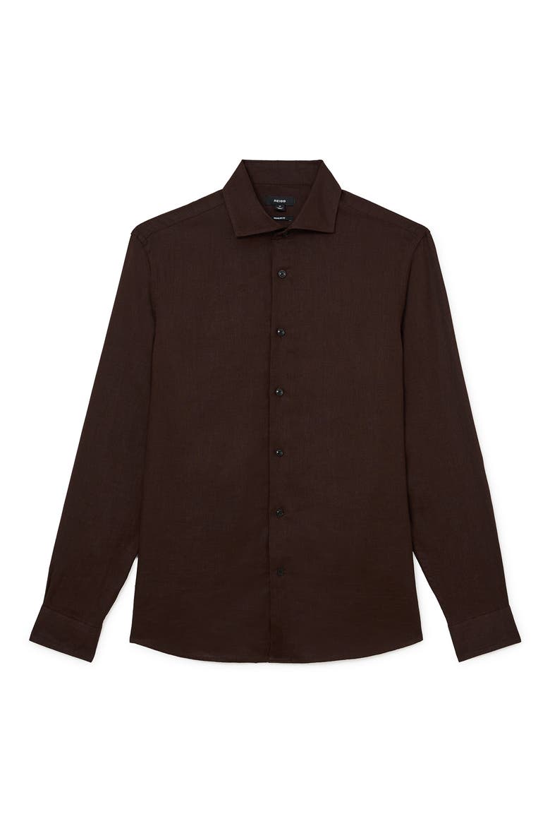 Ruban Solid Linen Button-Up Shirt, Alternate, color, CHOCOLATE BROWN