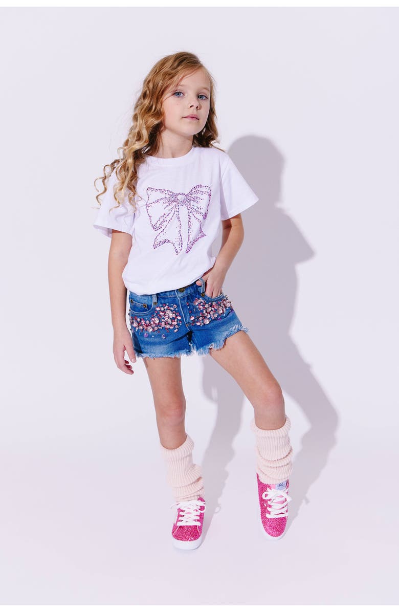 Lola + The Boys Crystal Bow T-shirt, Alternate, color, White