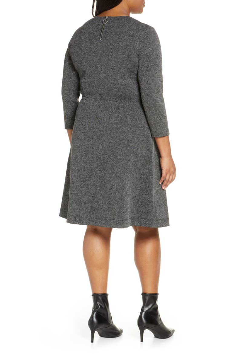 Carly Jacquard Fit & Flare Dress, Alternate, color, SALT AND PEPPER