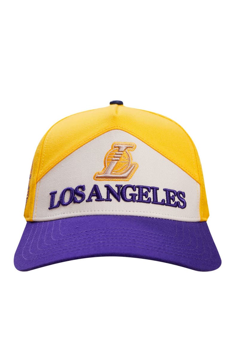 PRO STANDARD Men's Pro Standard Gold/Purple Los Angeles Lakers Pinch Chevron Adjustable Hat, Alternate, color, Gold