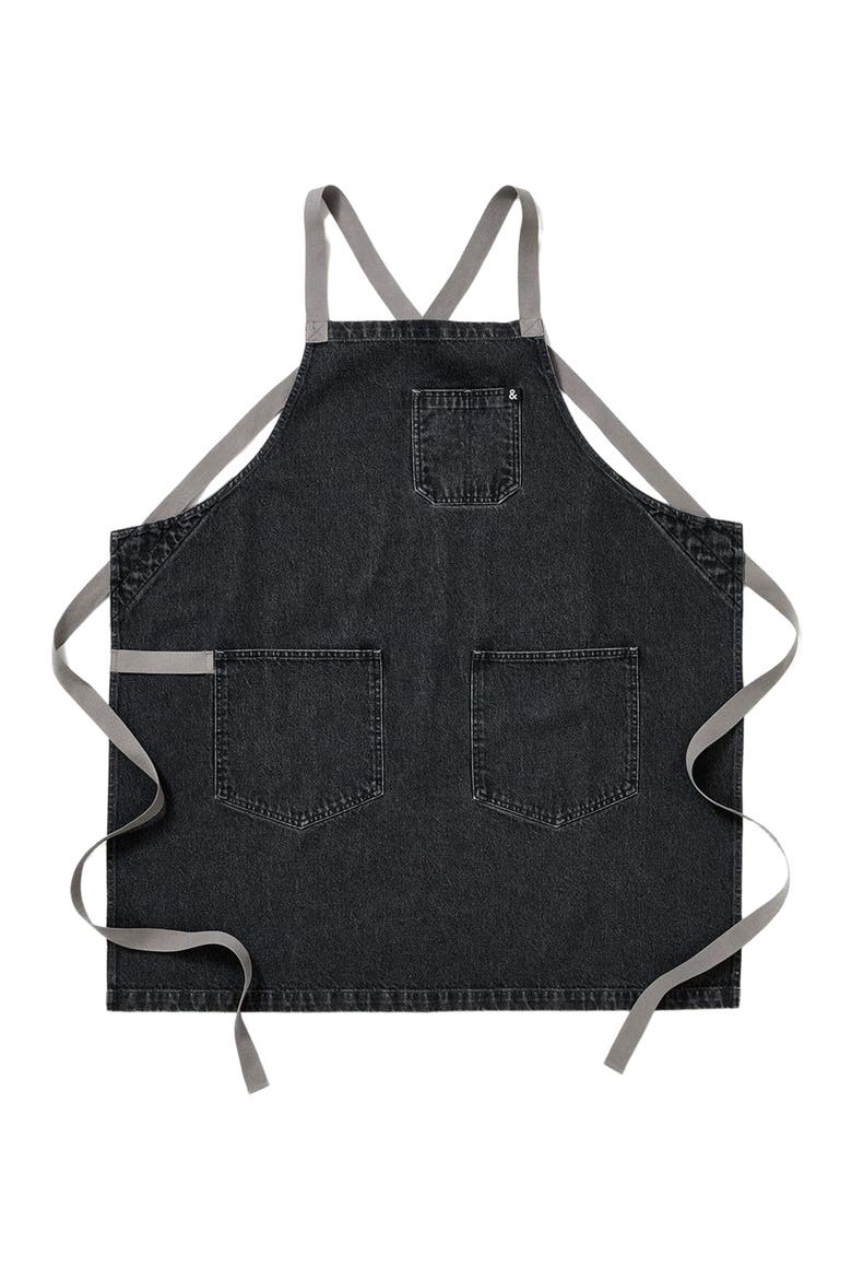 The Crossback Apron - Oyster Grey Denim, Main, color, Oyster