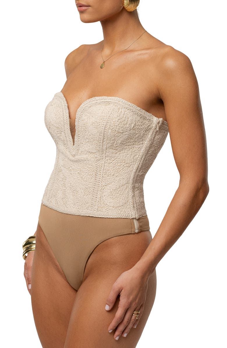 JLUXLABEL Serene Coast Strapless Bodysuit E, Alternate, color, Ivory