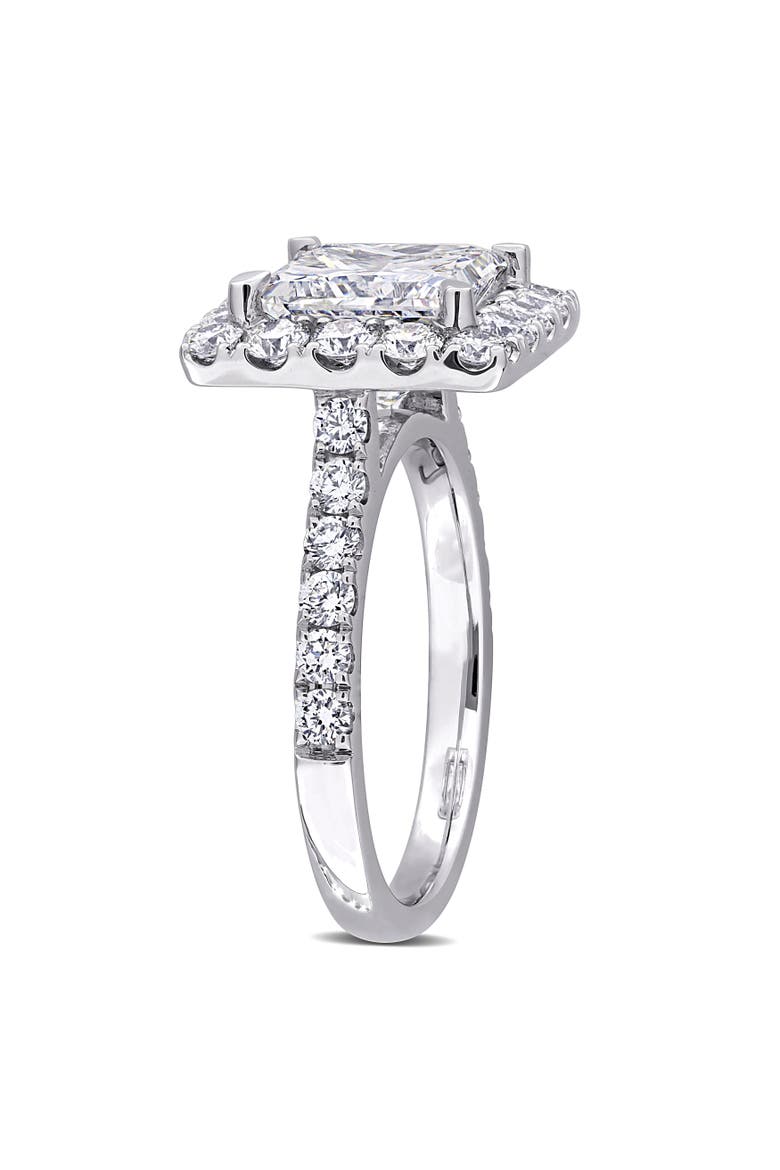 4-1/3 CTW Lab-Grown Diamond Princess Halo Ring 14k, Alternate, color, White Gold