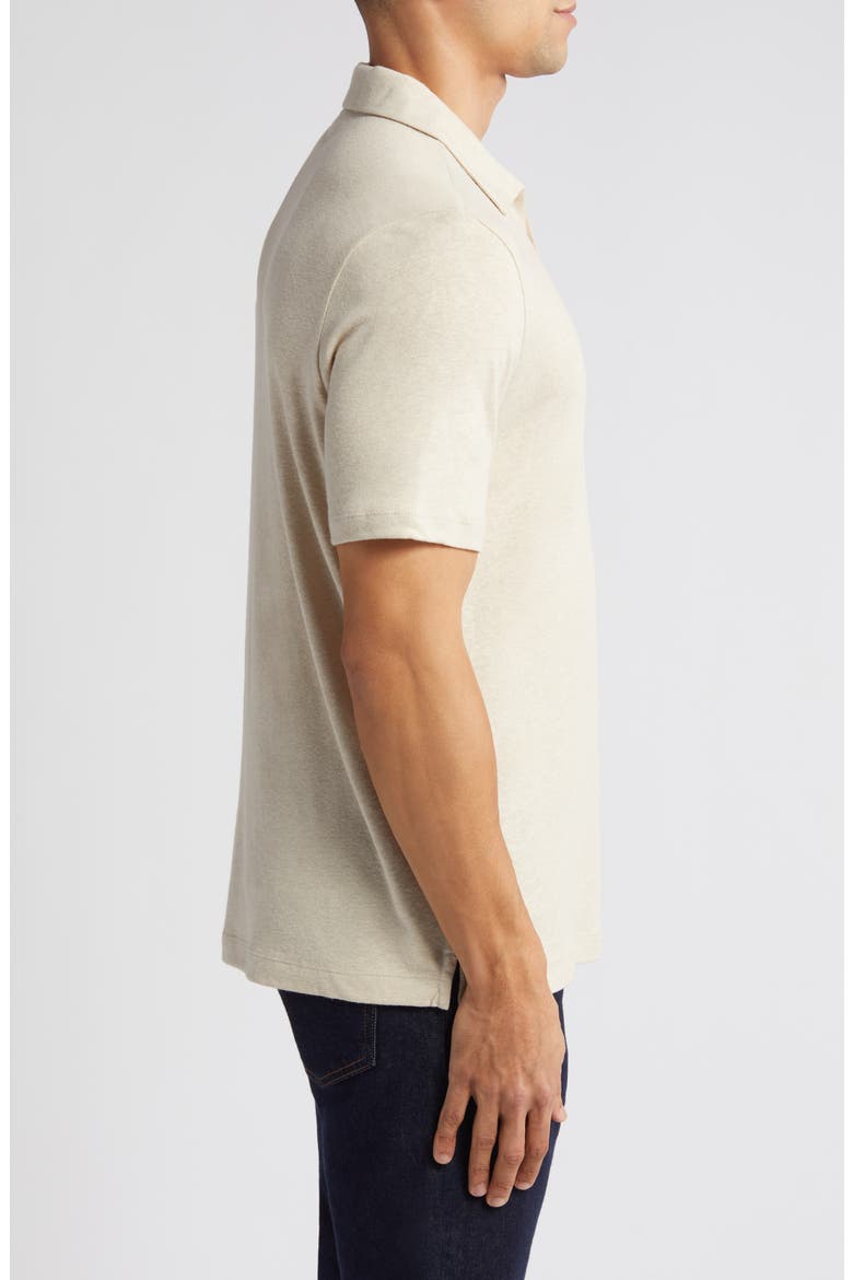 Linen Blend Johnny Collar Polo, Alternate, color, SAND