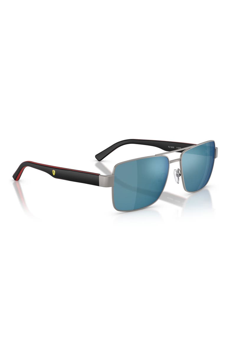 59mm Rectangular Sunglasses, Alternate, color, MATTE GUNMETAL / MIRROR BLUE