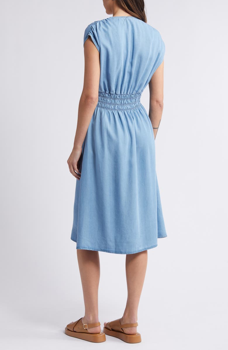 SESSÙN Galaday Smock Waist Chambray Midi Dress, Alternate, color, 