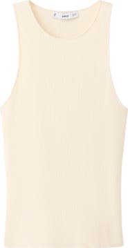 MANGO Cotton Blend Rib Sweater Tank
