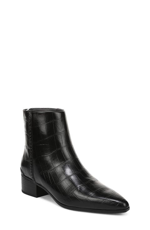 Fayola Croc Embossed Leather Bootie