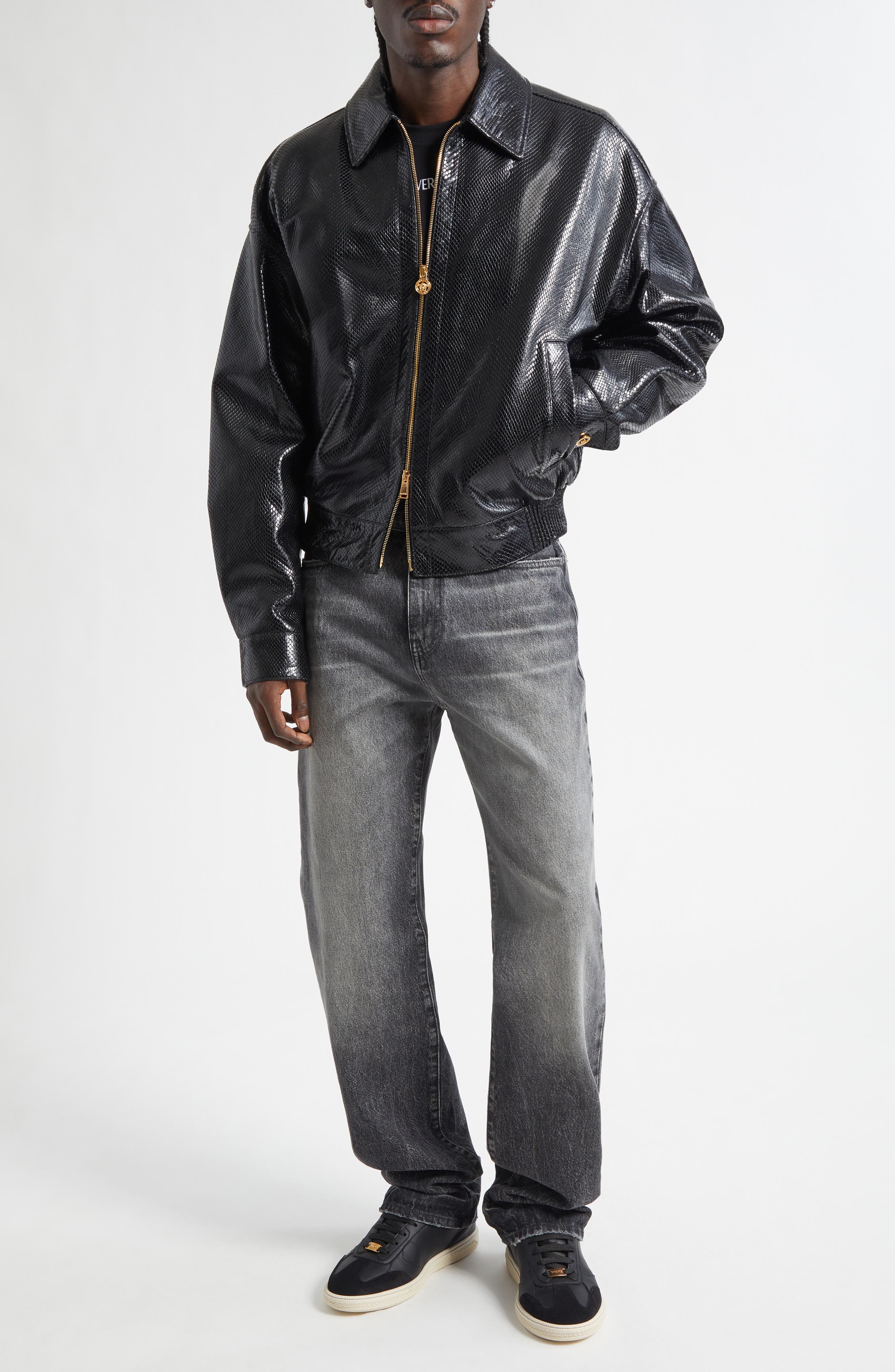Python Embossed Leather Jacket - image 2