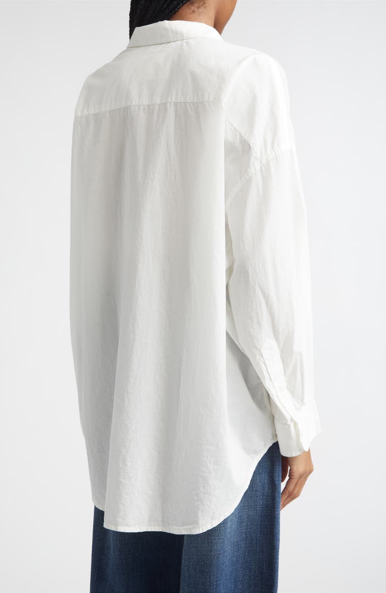 R13 Drop Neck Pintuck Button-Up Shirt, Alternate, color, White