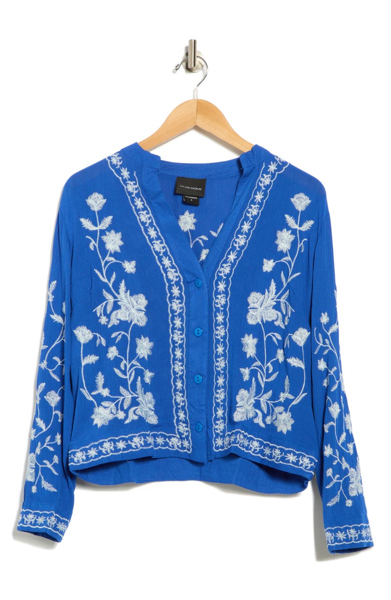 Forgotten Grace Floral Embroidered Button-Up Shirt, Alternate, color, 