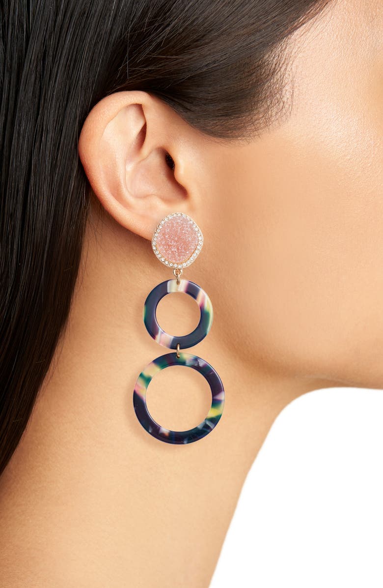 BaubleBar Destine Double Hoop Drop Earrings, Alternate, color, 