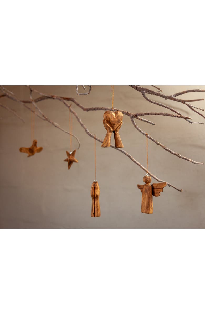 kanju Interiors Wooden Angel Ornament, Alternate, color, Cognac