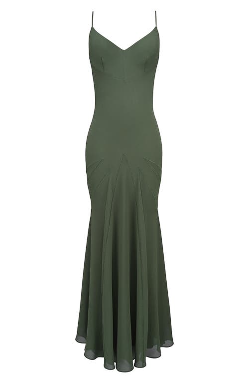 House Of Cb Womens Forest Green Sacha Georgette Panelled Woven Maxi Dress In Green