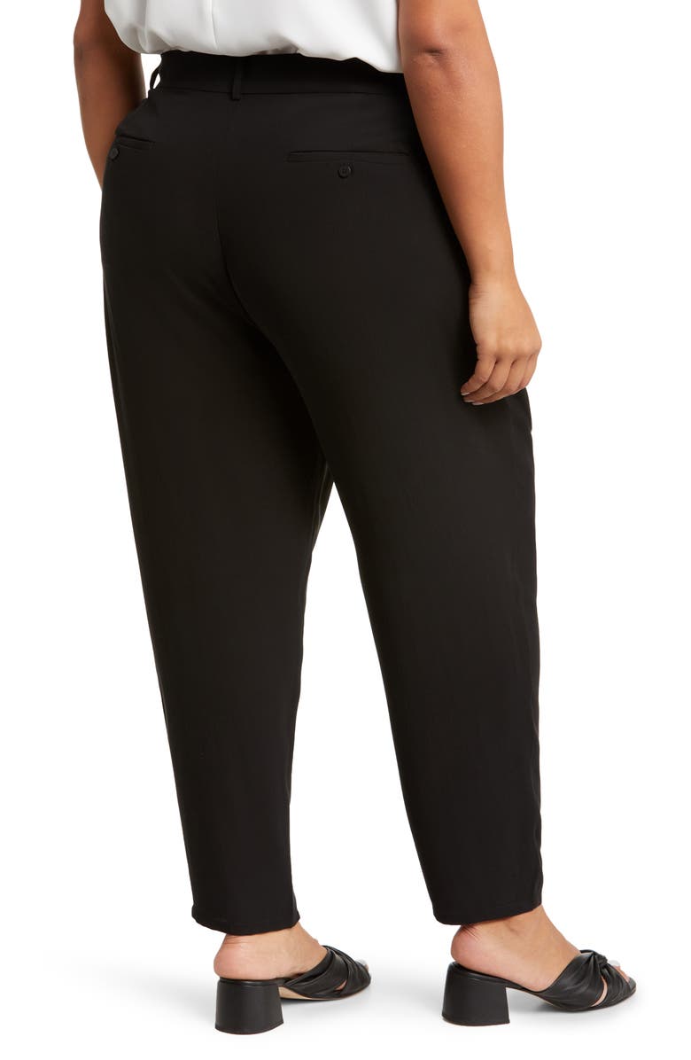 Eileen Fisher Tapered Leg Silk Crepe Ankle Pants, Alternate, color, Black