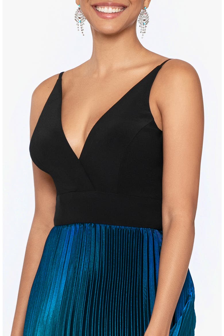 Ombré Pleated Gown, Alternate, color, BLACK/ TEAL