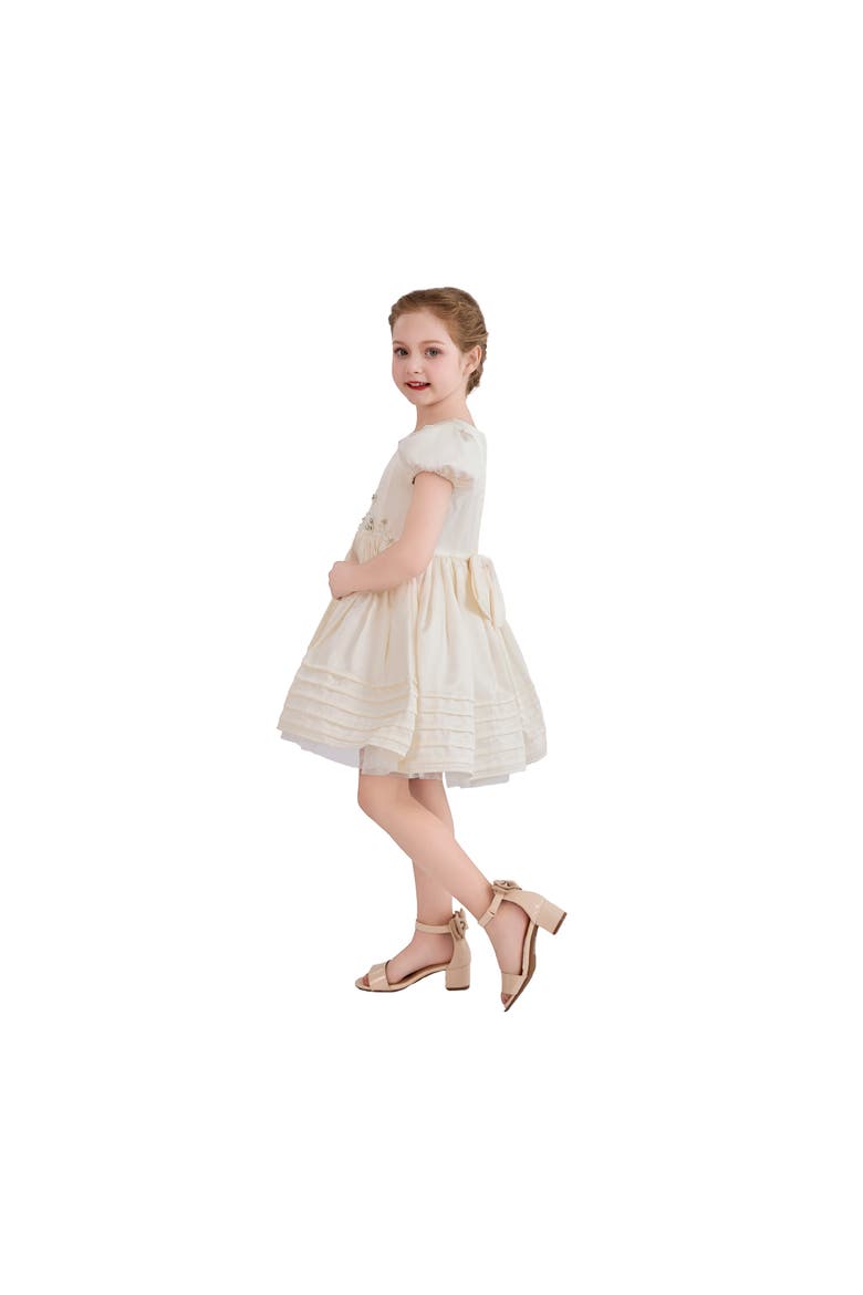 Embroidered Pleated Dress, Alternate, color, Ivory