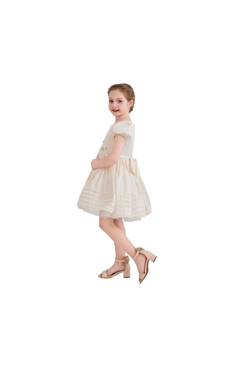 Tulleen Embroidered Pleated Dress, Alternate, color, Ivory