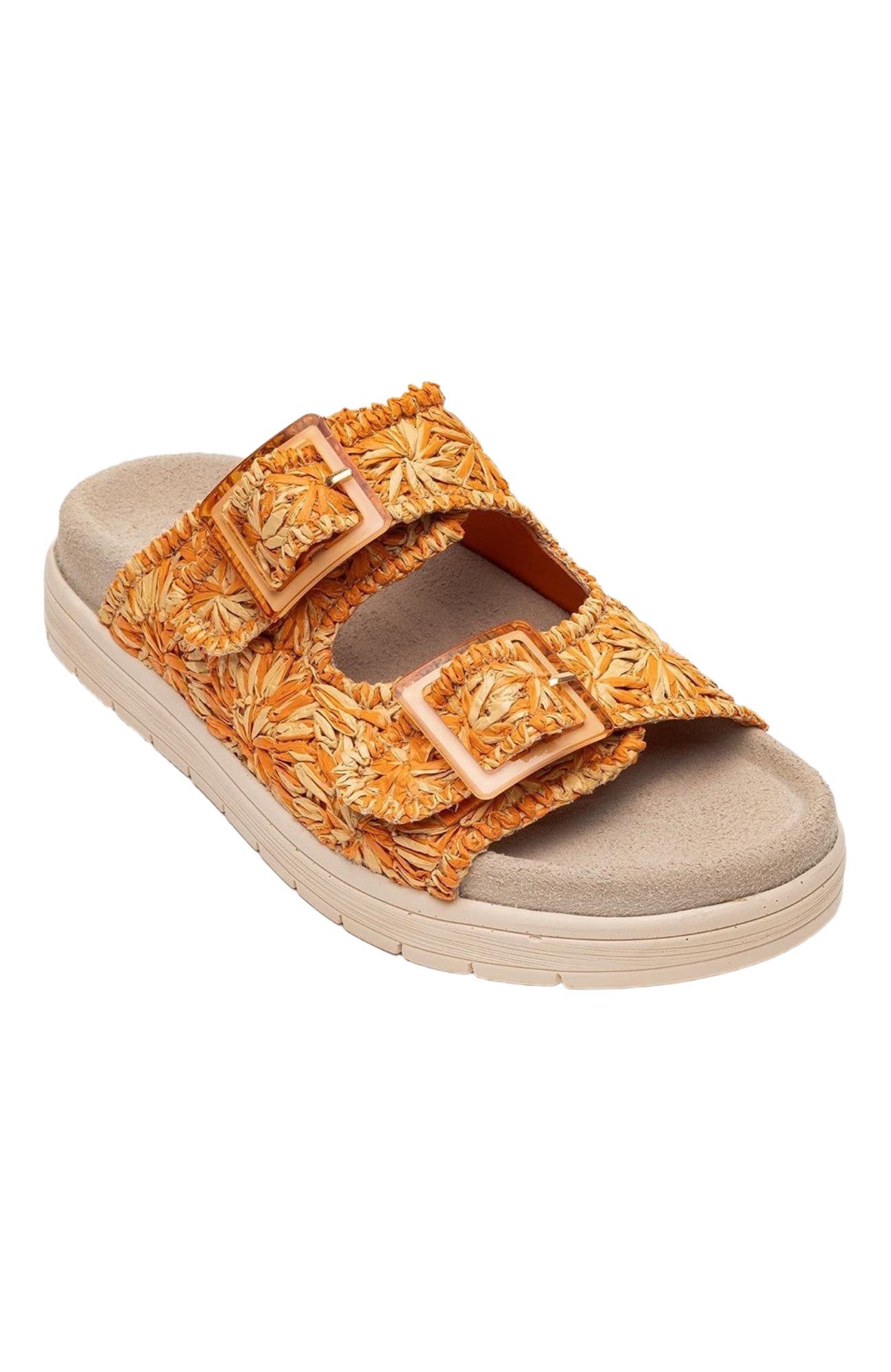 Milana Leather Double-Strap Sandal, Alternate, color, Orange Leather