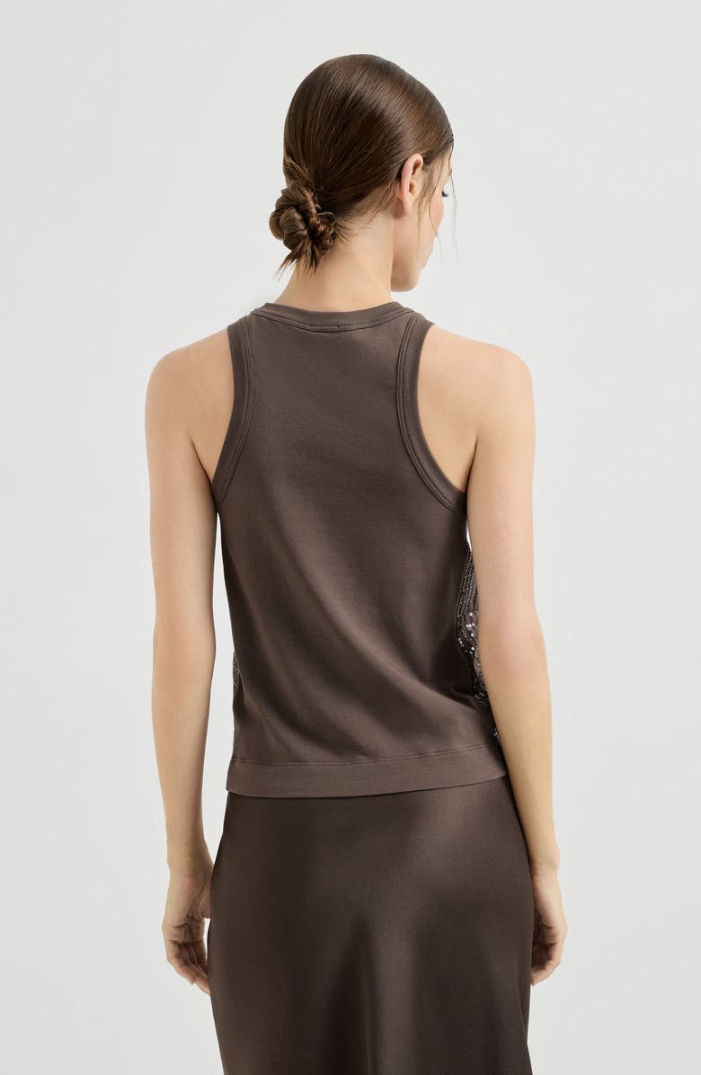 Brunello Cucinelli Dazzling Embroidery top, Alternate, color, Brown