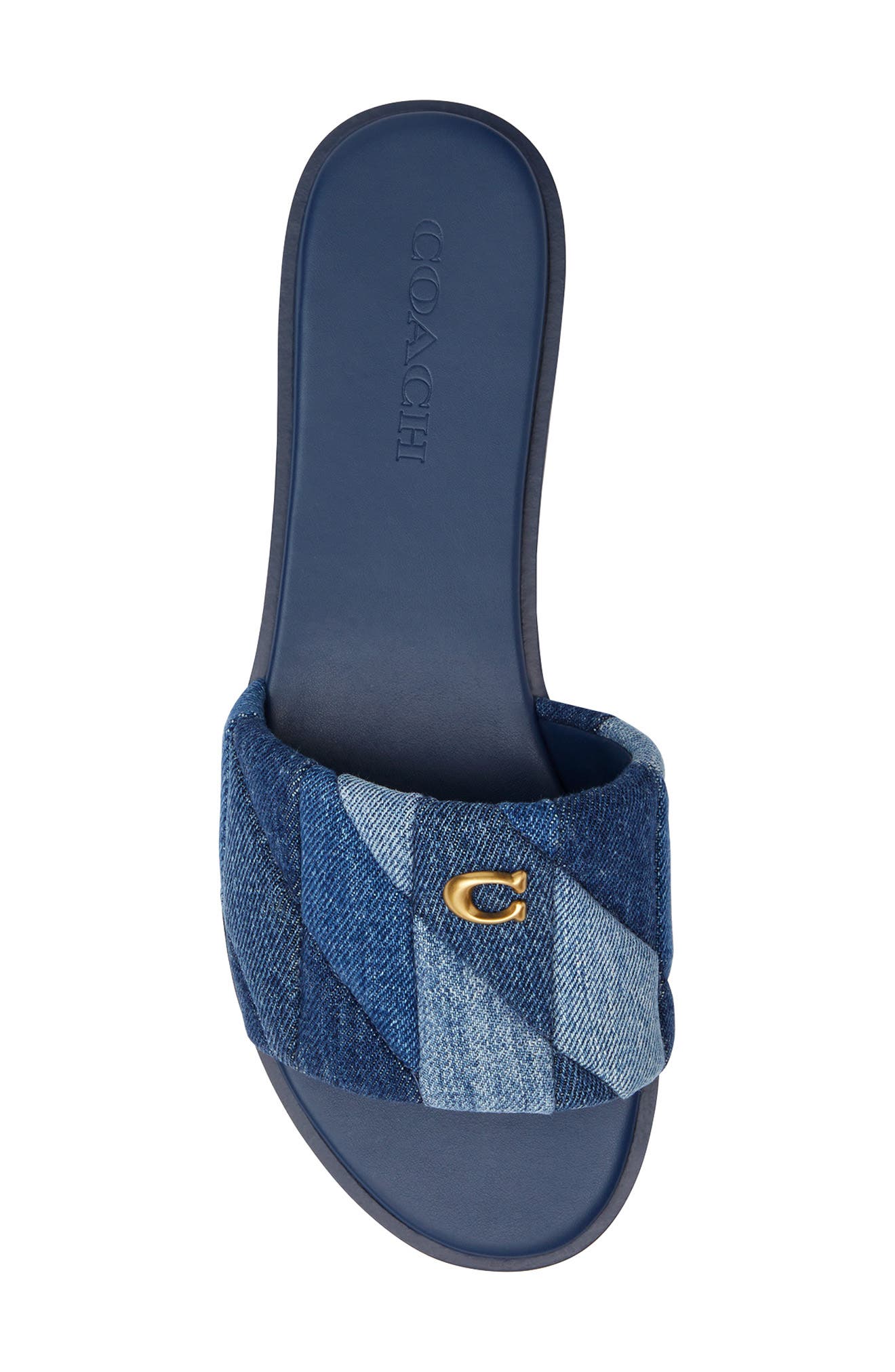 COACH Holly Quilted Patchwork Denim Slide Sandal, Alternate, color, 