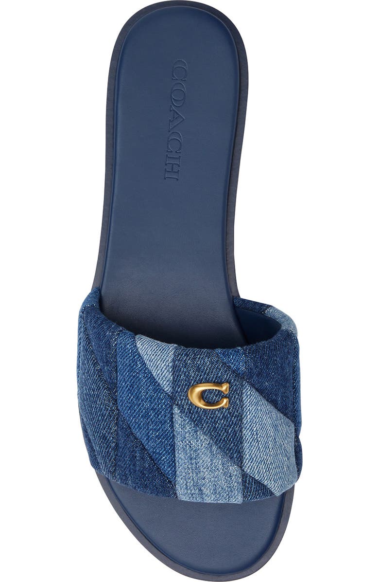 COACH Holly Quilted Patchwork Denim Slide Sandal, Alternate, color,