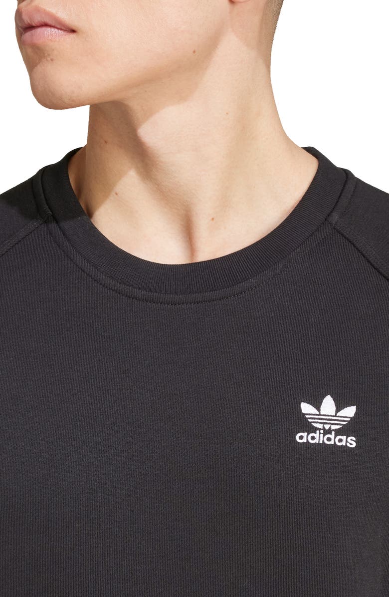 adidas Originals Trefoil Essentials Crewneck Sweatshirt, Alternate, color, Black
