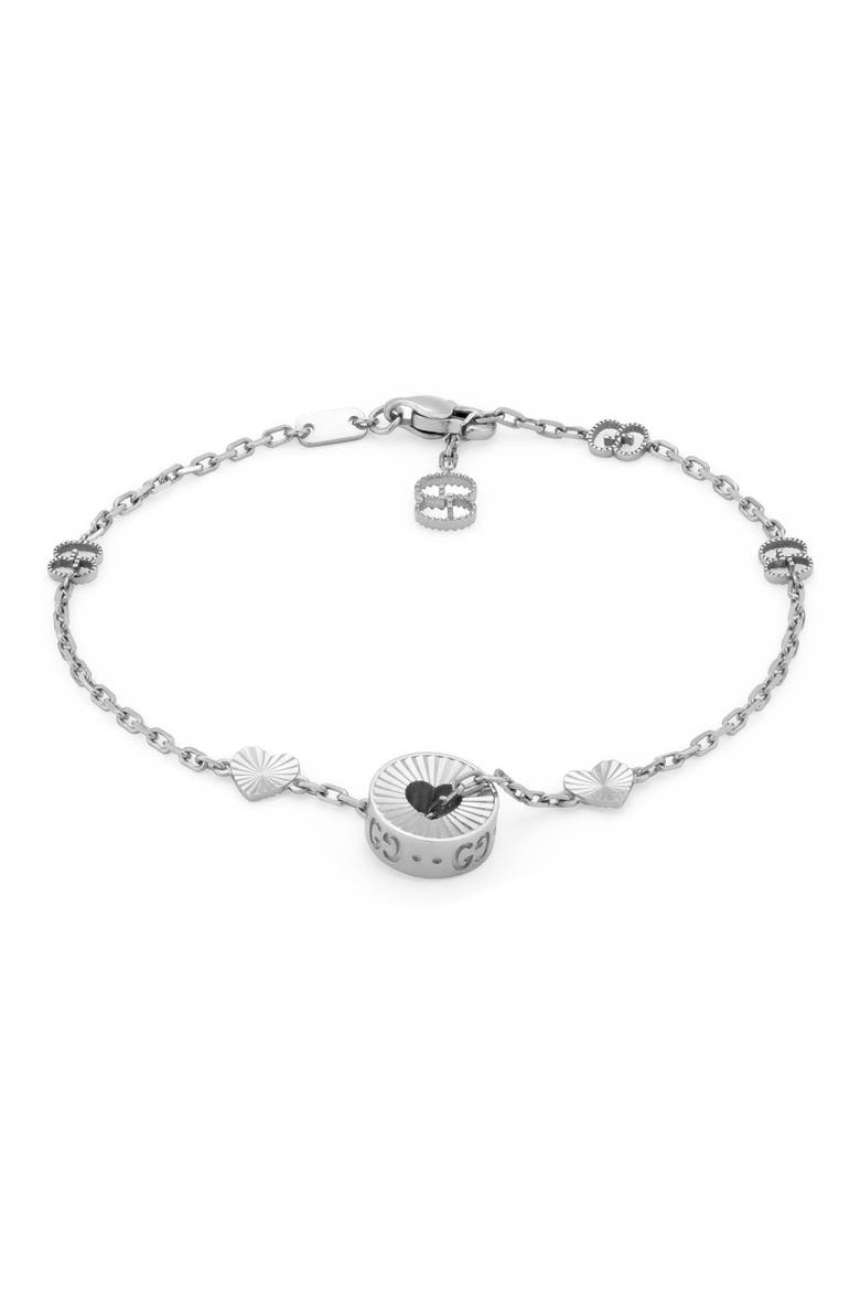 Icon Heart Bracelet, Main, color, 18K WHITE GOLD