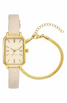 Wales Quartz Strap Watch & Herringbone Bracelet Set