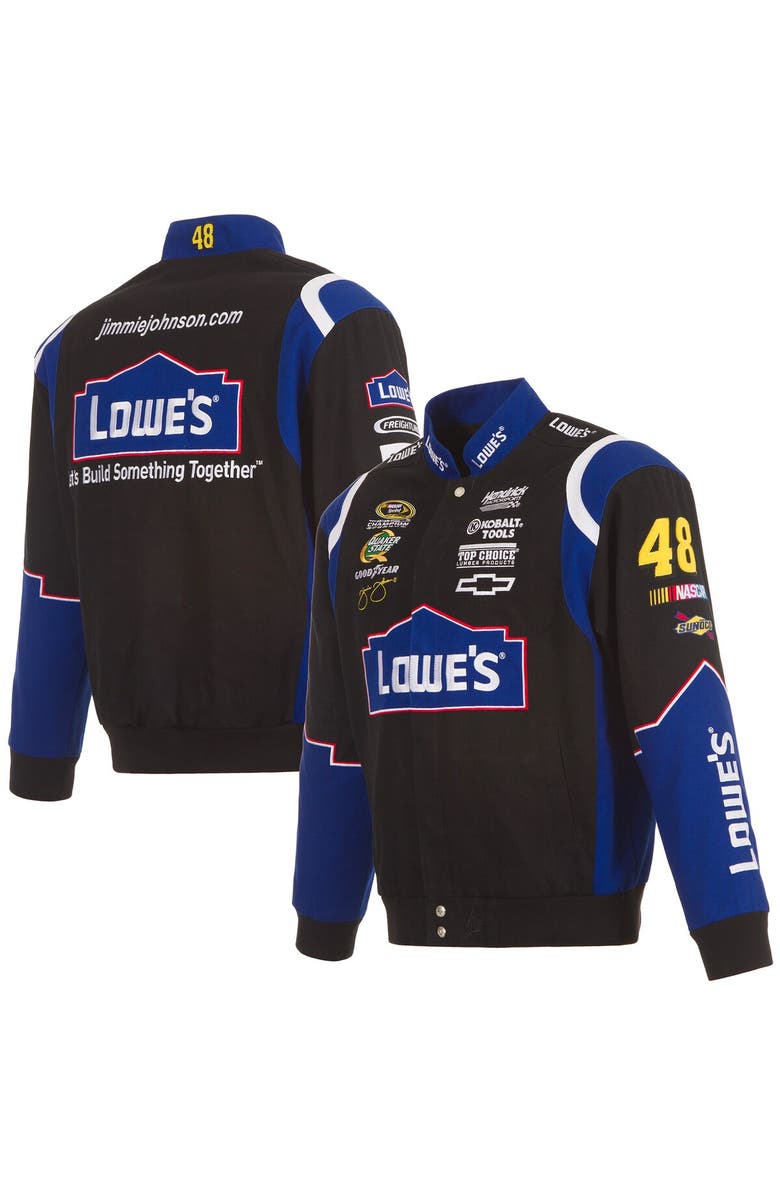 JH DESIGN Men's JH Design Black Jimmie Johnson Lowe's Twill Driver Uniform Full-Snap Jacket, Main, color, Black