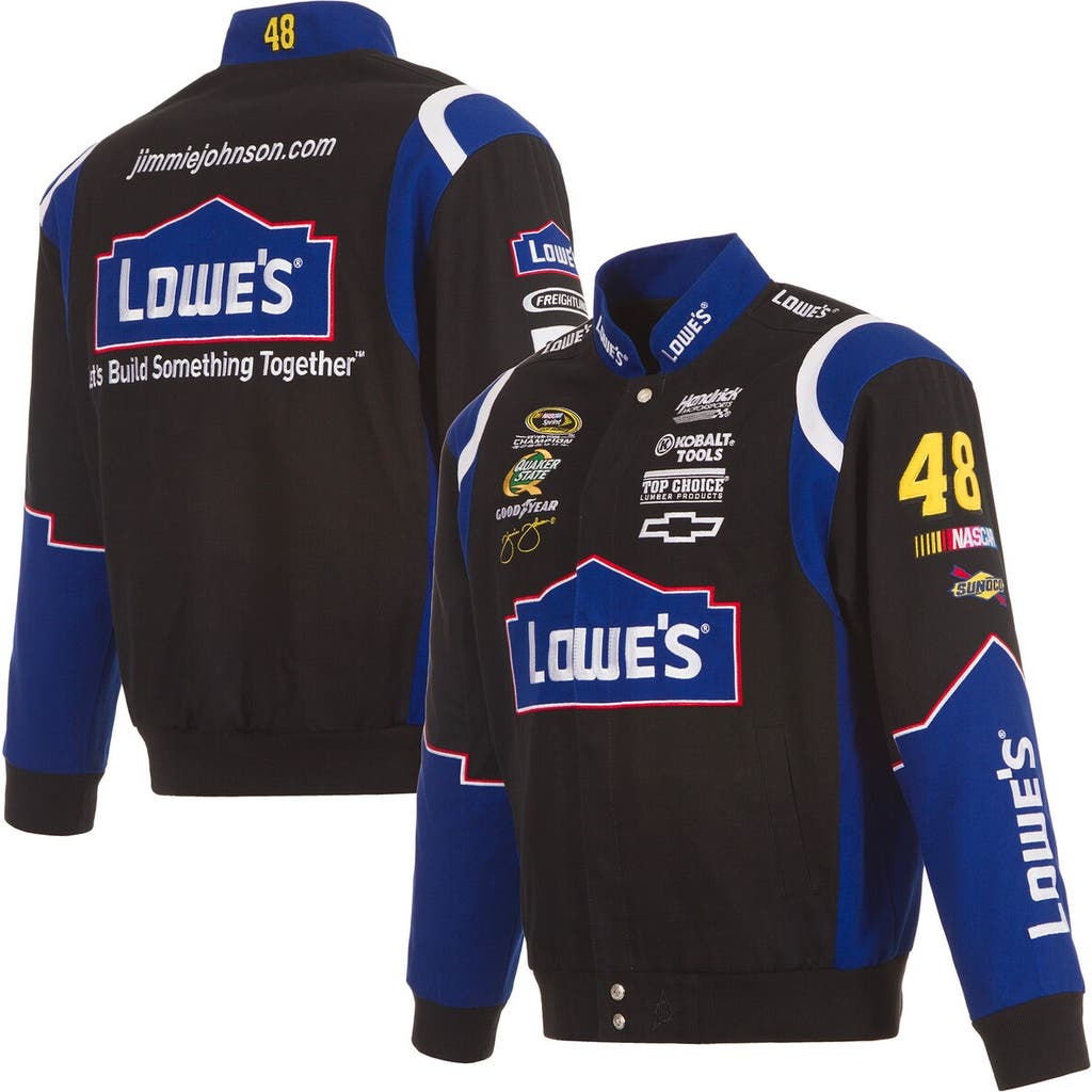 Jh Design Black Jimmie Johnson Lowe's Twill Driver Uniform Full-snap Jacket
