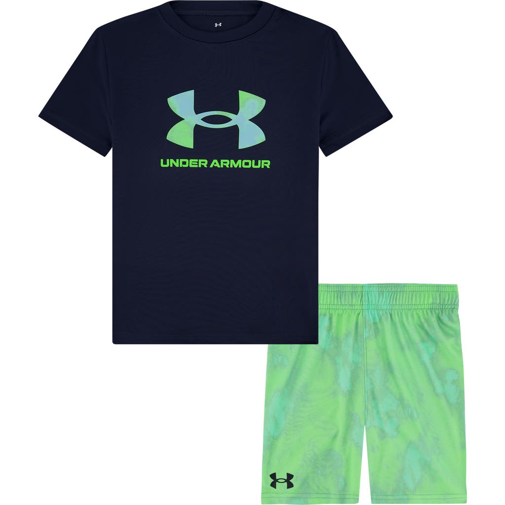 Under Armour Kids' Tech Print Short Sleeve Shirt & Mesh Shorts In Blue