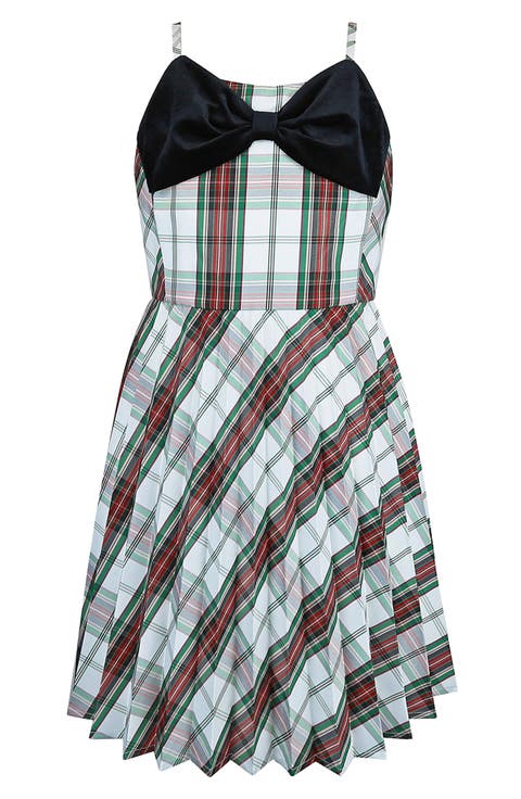 Kids' Plaid Taffeta Pleated Dress