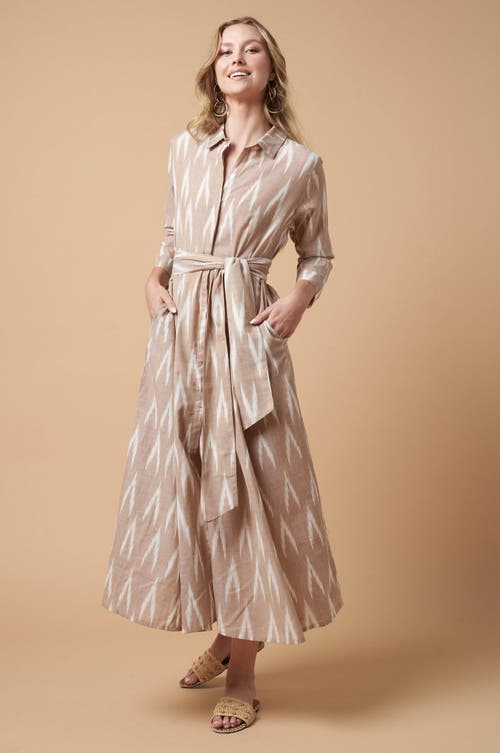 Guadalupe Design Luciana Ikat Dress In Khaki