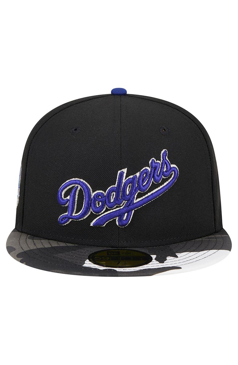 New Era Men's New Era Black Los Angeles Dodgers Metallic Camo 59FIFTY Fitted Hat, Alternate, color, Black