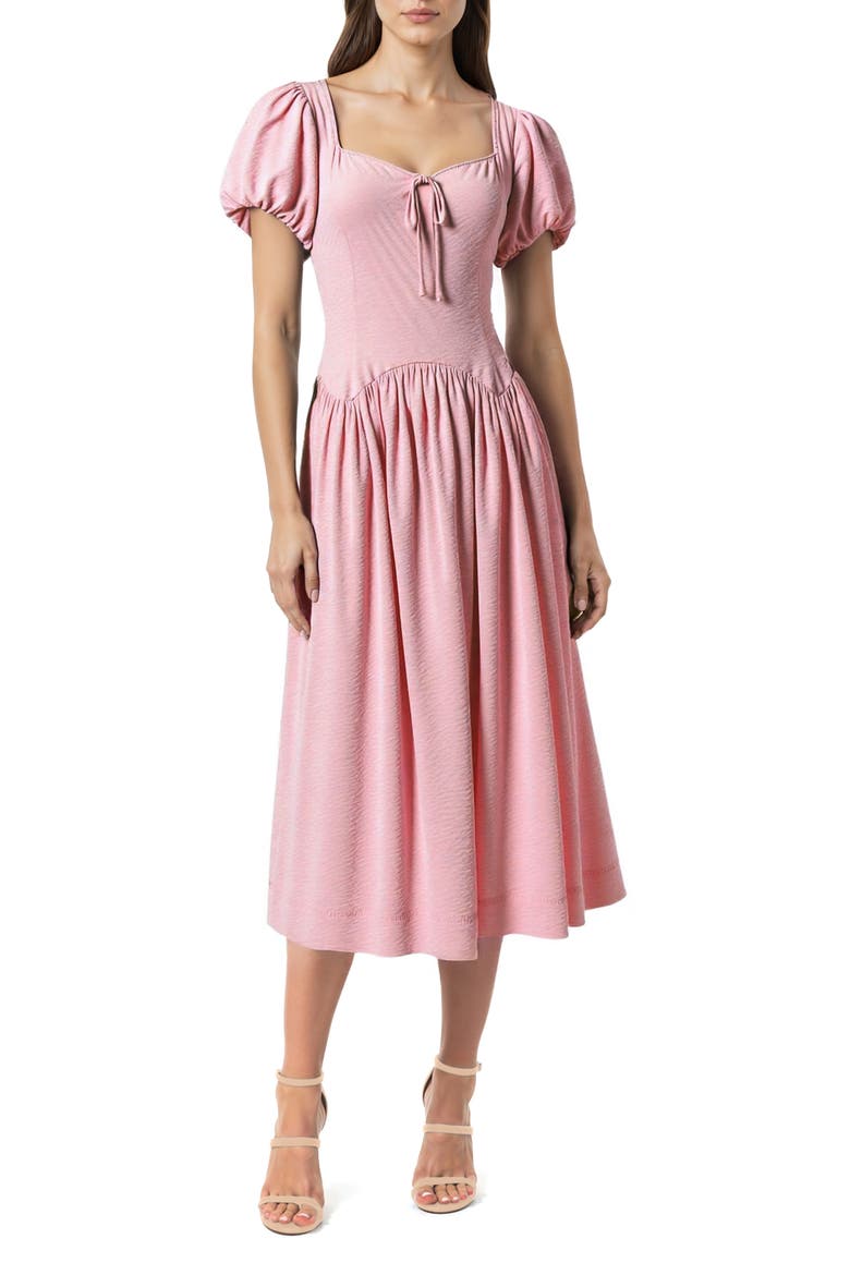 Tie Front Drop Waist Midi Dress, Main, color, MAUVE