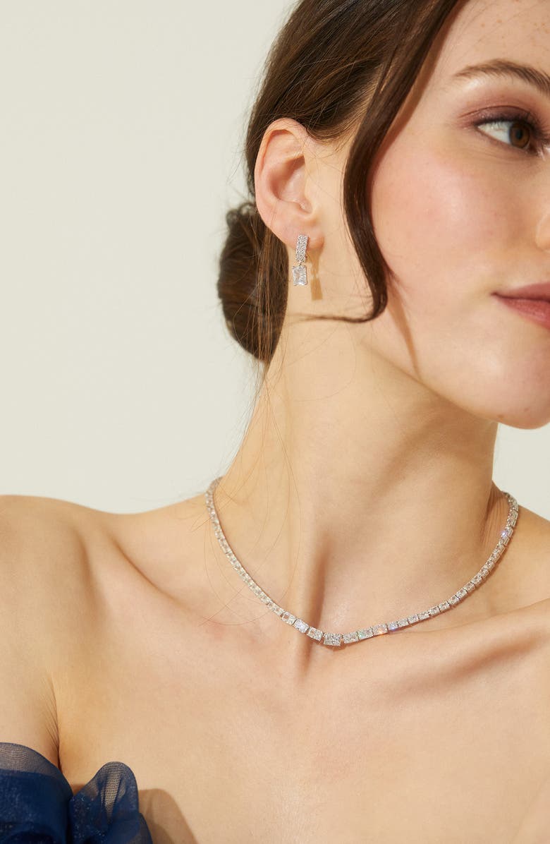 Nadri Isle Cubic Zirconia Collar Necklace, Alternate, color, Rhodium